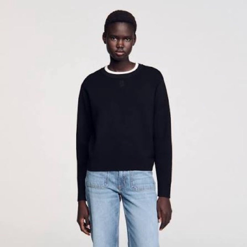 Sandro black wool blend sweater brand new with tags